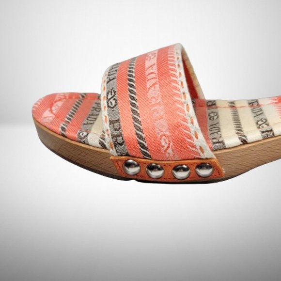 Prada Coral Orange Wooden Mule Sandals - New - Size: 40 - Picture 8 of 12